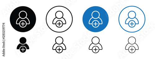 Set of 8 pixel perfect Following icon with 1 unexpanded, 1 silhouette, a clean and simple following icon representing social media or tracking.