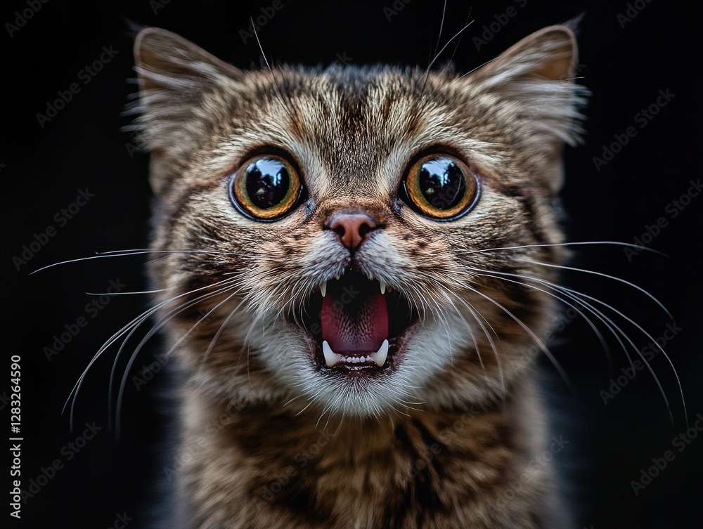 Shocked Cat with Wide-Open Eyes and Mouth Shocked Cat with Wide-Open Eyes and Mouth