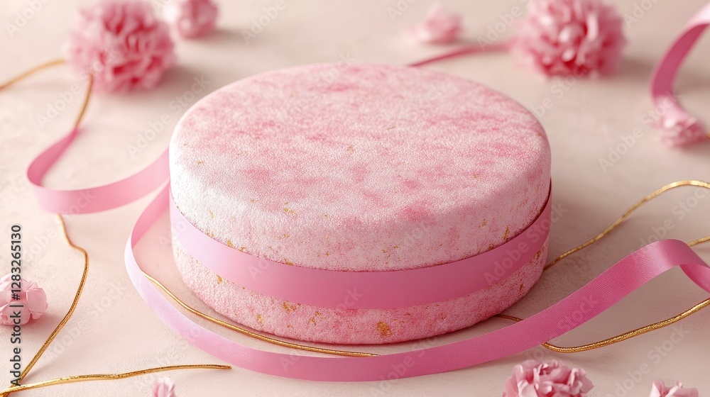 Pink Cake with Ribbon Decoration Pink Cake with Ribbon Decoration