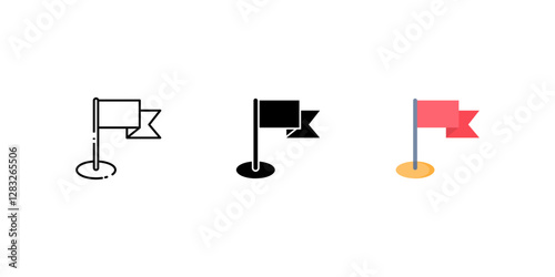 Wallpaper Mural pin flag icon set. Linear, silhouette and flat styles are editable. Torontodigital.ca