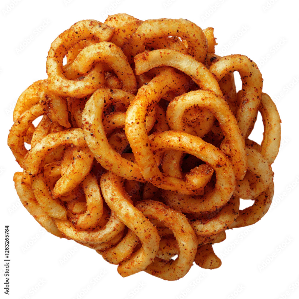 Crispy, seasoned curly fries with a bold, spicy flavor. Perfect as a snack, side dish, or appetizer for any meal. Crispy, seasoned curly fries with a bold, spicy flavor. Perfect as a snack, side dish, or appetizer for any meal.