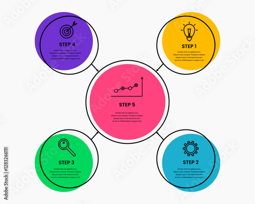 Vector infographic design template with icons and 5 options steps or processes. Flat infographics business concept for presentation process diagram report workflow strategy
