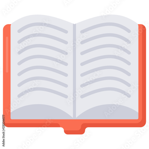 Open Book Illustration Orange Cover Blank Pages Education Knowledge Reading Study Icon