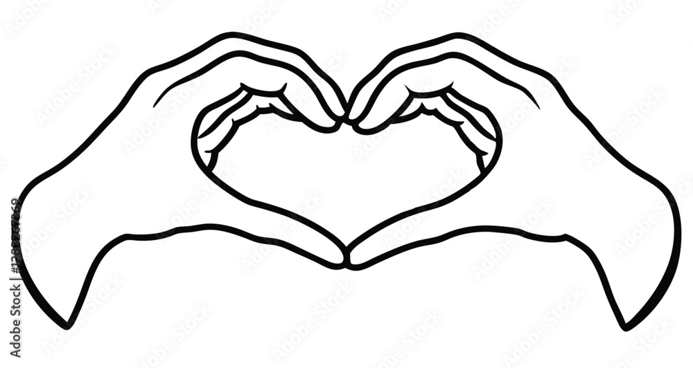 Fototapeta premium Hand gesture: love with heart. Elegant fingers symbolize a love gesture. for web, banner, poster, print, Valentine's day, wedding, other life event. 3D realistic vector illustration.