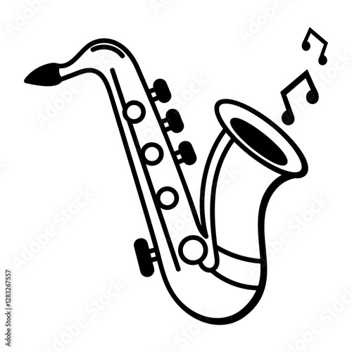 A hand drawn icon of saxophone 
