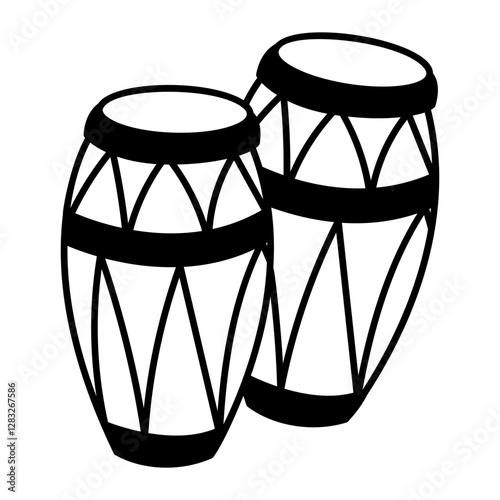 Conga drums icon in doodle style 

