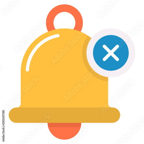 Notification Bell Deactivated Alert Symbol Flat Vector Icon Design Graphic Illustration