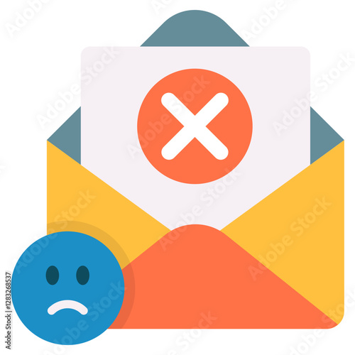 Sad Face Email Error Notification Failure Message Icon Illustration