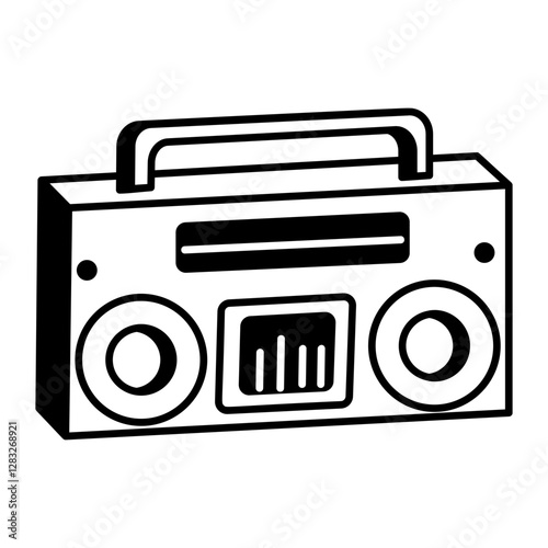 A hand drawn icon of stereo player 
