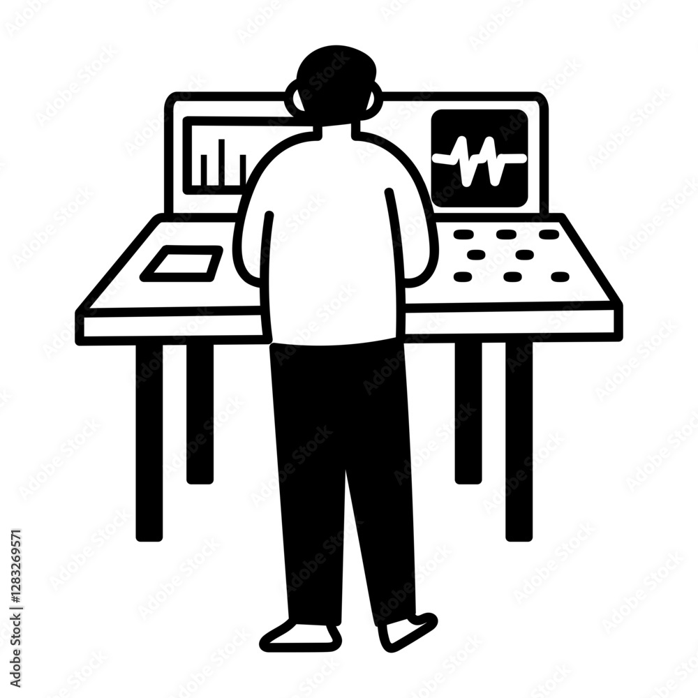 A hand drawn icon of music composer 
