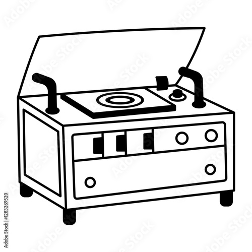 A doodle style icon of dj console 
