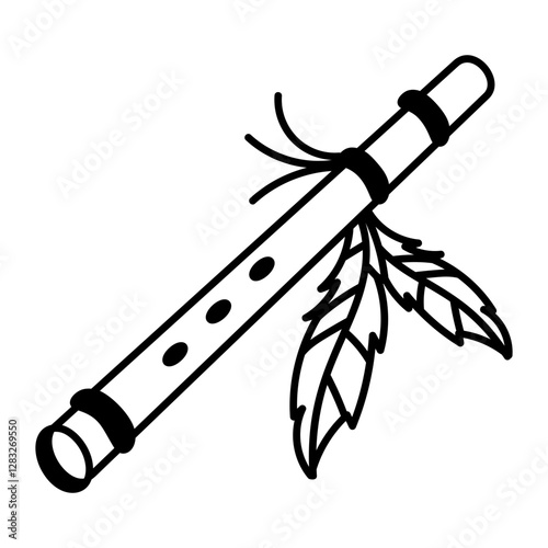 Flute icon in hand drawn style 
