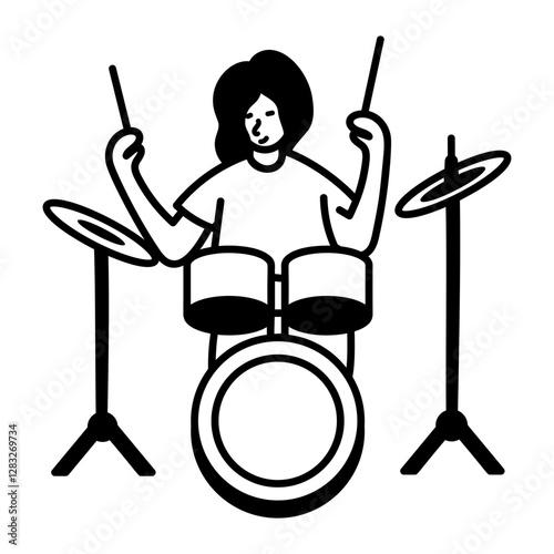 A hand drawn icon of drummer 
