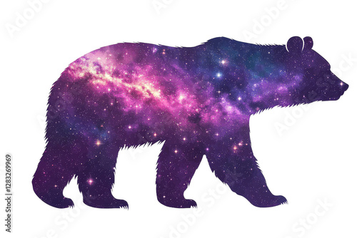 Cosmic bear silhouette with stars
