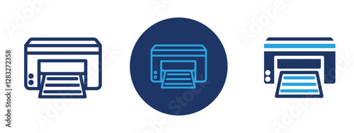 Set of 3 pixel perfect colored Print icon with 1 unexpanded, 1 silhouette, a simple and clear print icon representing printing or document output.