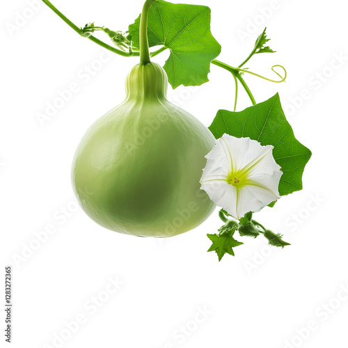 Hanging Fresh Bottle gourd vegetable on transparent background