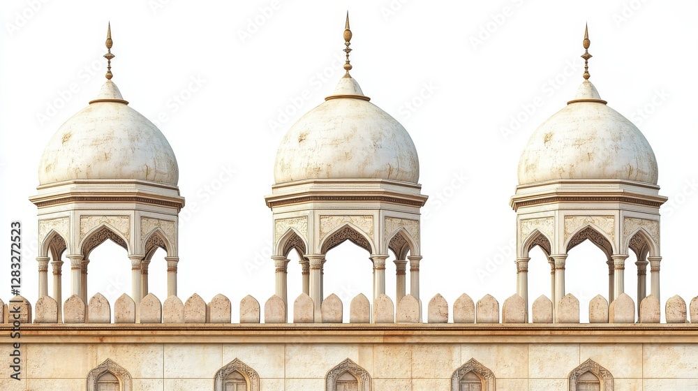 Fototapeta premium Ornate architectural domes on a historic building with white background