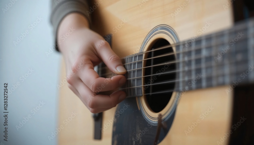 Fototapeta premium close up of a man playing acoustic guitar