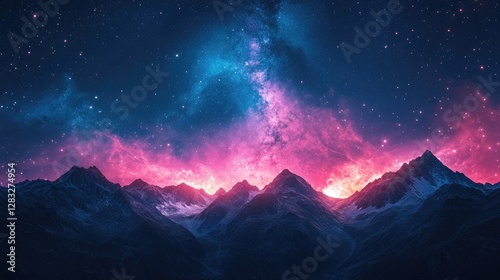 Starry Night Mountain Landscape