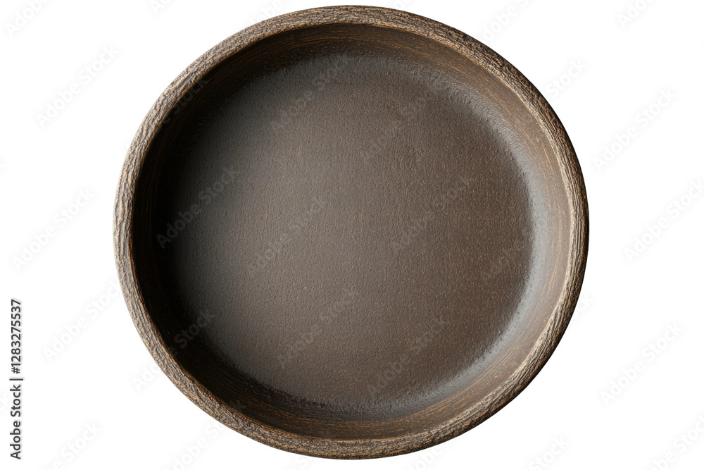 Simple round empty plate in neutral tone, cut out Simple round empty plate in neutral tone, cut out