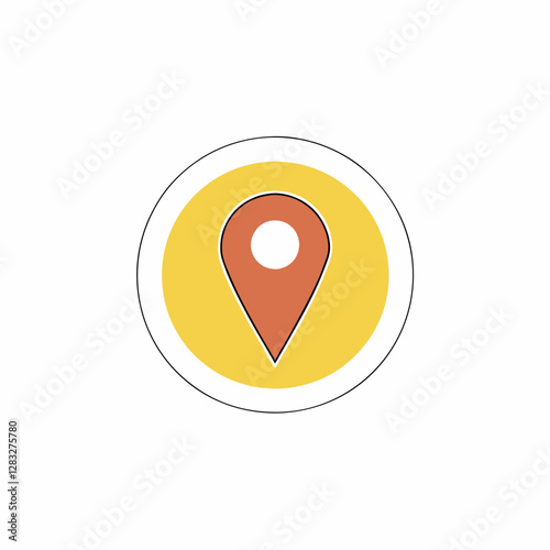 Minimalist Location Pin Icon: Orange & Yellow.