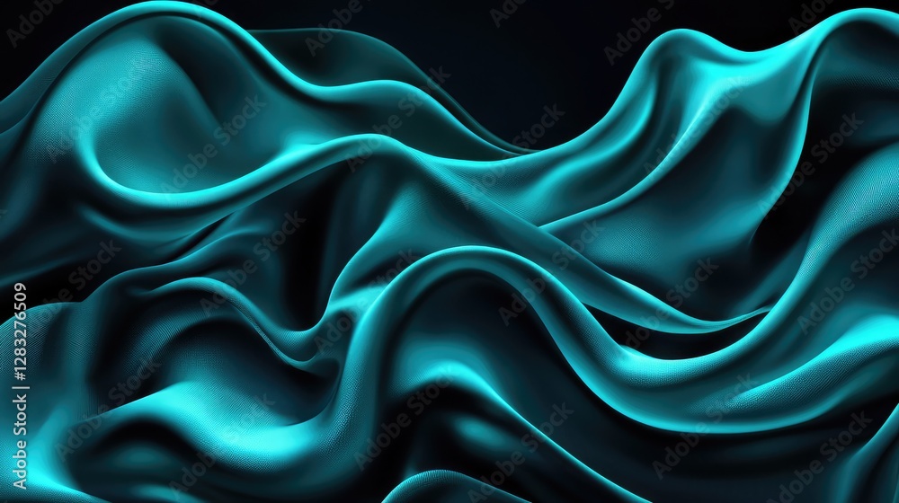 Obraz premium Smooth emerald silk background with realistic folds and delicate lighting, adding luxury to copy space. No text, no people.