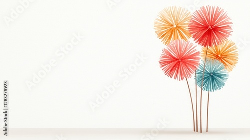 Abstract Colorful Floral Design on White Background