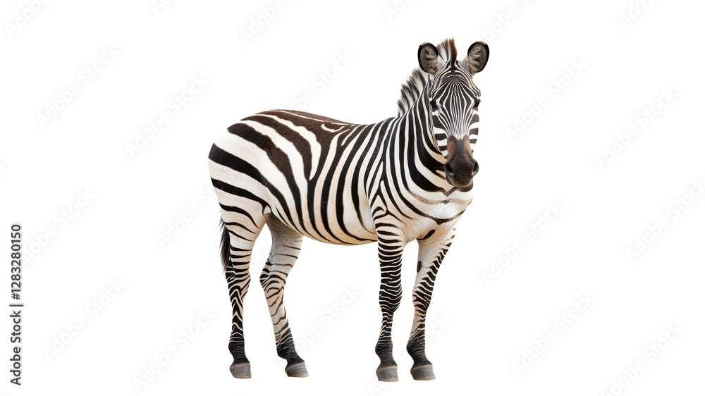 Fototapeta premium Striped zebra standing in a natural pose