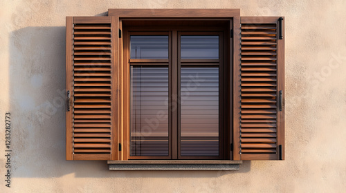 Window wooden rolling shutters, brown venetian blinds isolated on white background. Vector realistic set of wood jalousie curtains, louver shades for home or office interior