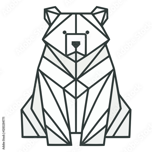 origami bear paper craft art flat color vector illustration template design