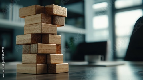 A stack of wooden blocks on a table