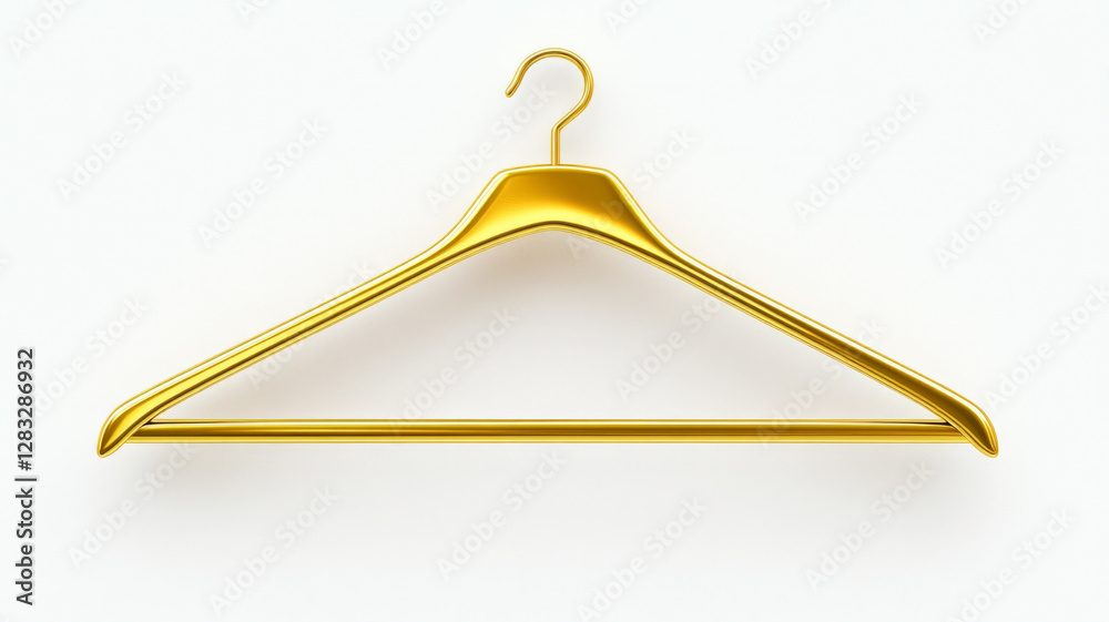 A gold hanger is hanging on a white background A gold hanger is hanging on a white background