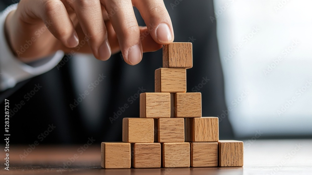 A person is holding a stack of wooden blocks A person is holding a stack of wooden blocks