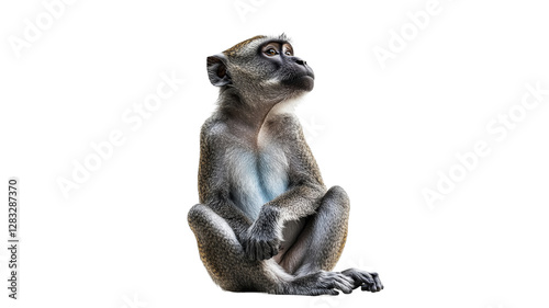 Monkey sitting calmly in a serene pose