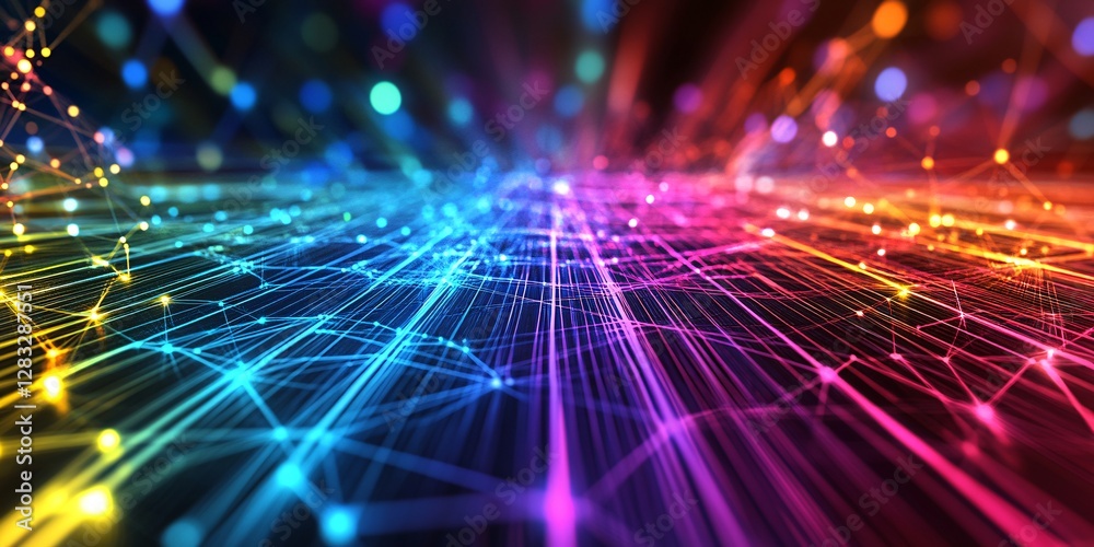 Obraz premium vibrant abstract technology background with light trails and connections