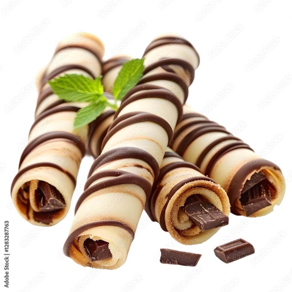 Delicious Chocolate Covered Wafers Sweet Treat Mint Garnish Delicious Chocolate Covered Wafers Sweet Treat Mint Garnish