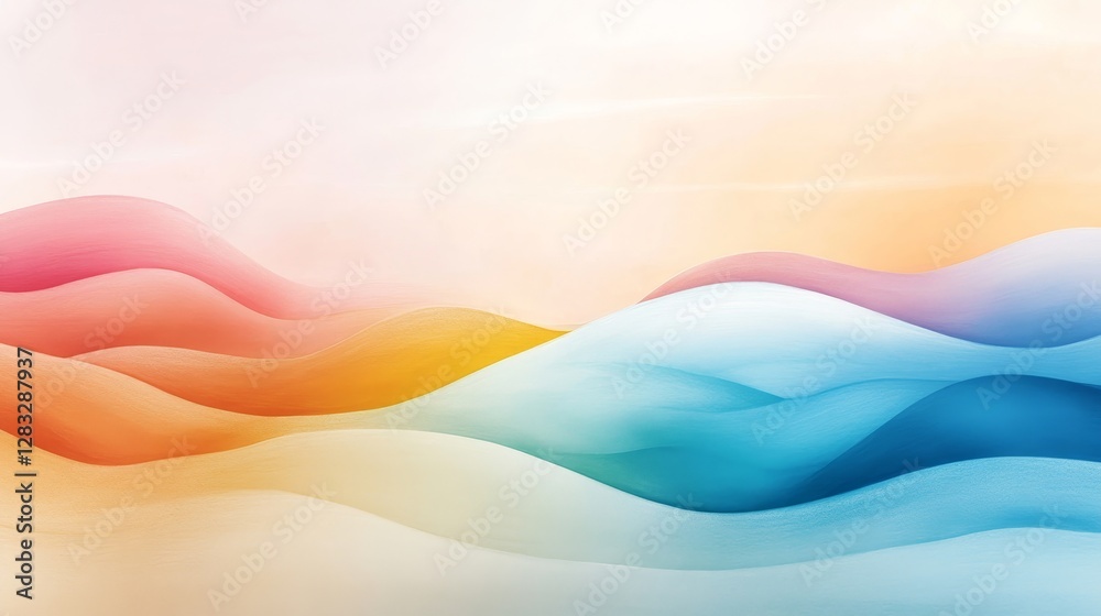 Fototapeta premium Abstract Colorful Waves in Soft Pastel Shades for Background Use