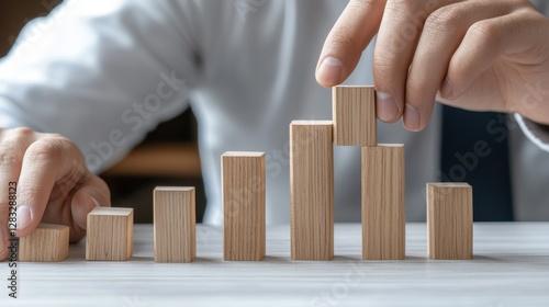 A man is holding wooden blocks in his hands