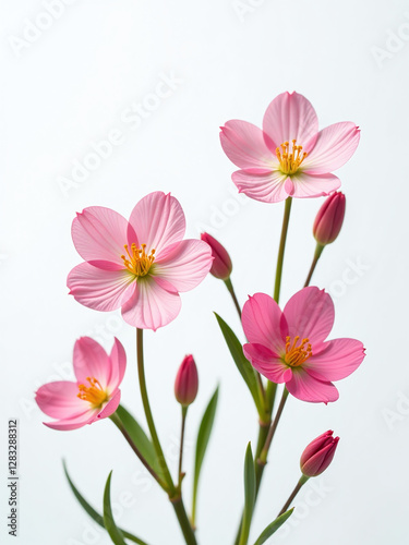 Delicate Spring Flowers Bloom Against A Clean And Crisp White Background Filling It With Vibrant Color And Texture. 00001