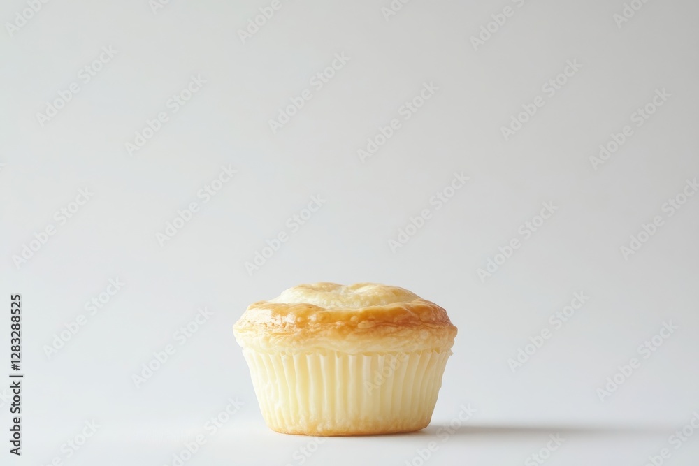 Delicious Creamy Cupcake with Light Golden Frosting on Plain Background Delicious Creamy Cupcake with Light Golden Frosting on Plain Background
