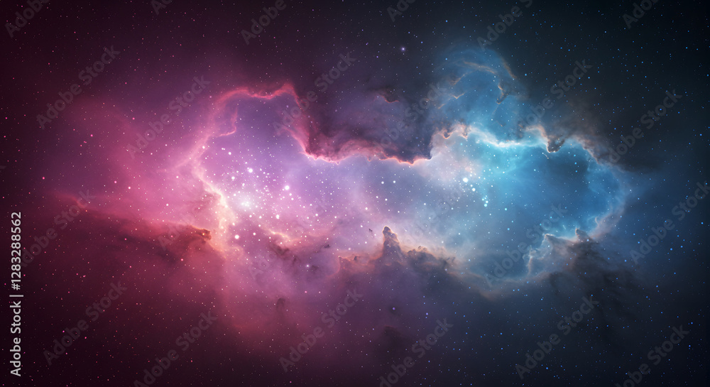 Fototapeta premium Stunning cosmic background with vibrant pink and blue nebula for space-themed presentations