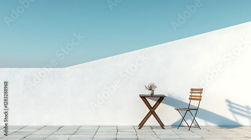 a chair and table on a patio