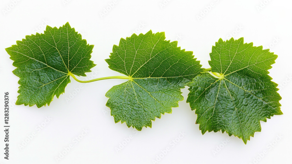 Three leaves are shown on a white background Three leaves are shown on a white background