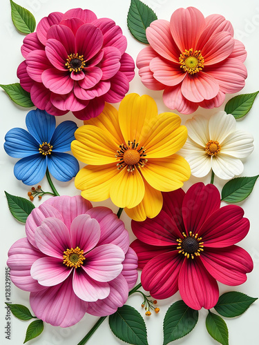 Vibrant Flowers Are Arranged In A Beautiful And Intricate Collage That Showcases Their Unique Colors And Delicate Details. 00001