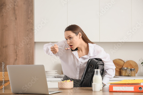 Hurrying young businesswoma...