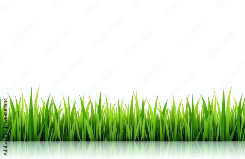 The Green Grass Border Is Surrounded By A White Background With The Horizon Of The Green Lawn In View. 00001 The Green Grass Border Is Surrounded By A White Background With The Horizon Of The Green Lawn In View. 00001