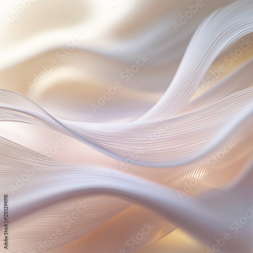Abstract Flowing White Fabric Background with Delicate Waves and Soft Lighting