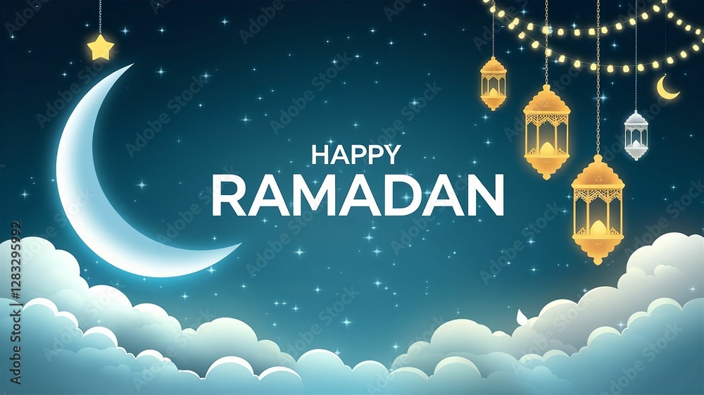 Naklejka premium happy Ramadan