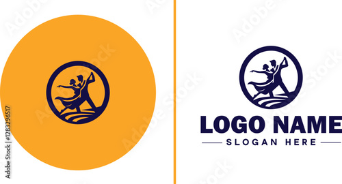 Salsa Dance Studio icon Latin dance academy Salsa school Tropical dance studio flat logo sign symbol editable vector