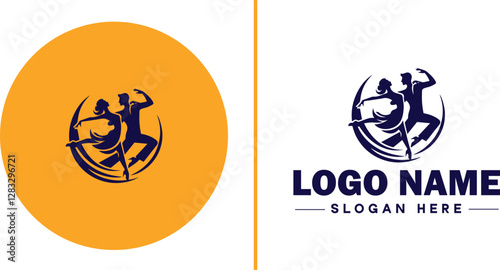 Salsa Dance Studio icon Latin dance academy Salsa school Tropical dance studio flat logo sign symbol editable vector
